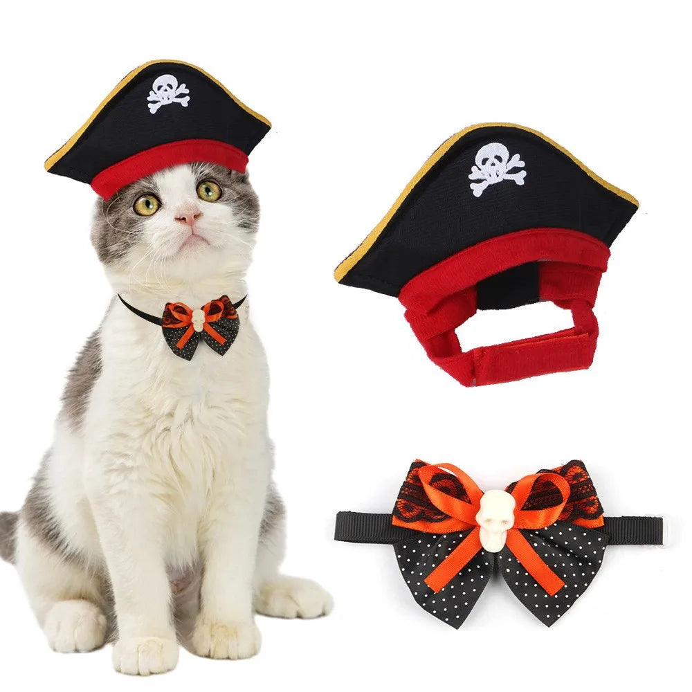 Halloween Pet Costume Set Funny Cat Dog Cosplay Outfit Kitten Halloween Party Transformation Dress‑up Clothes Cat Accessories