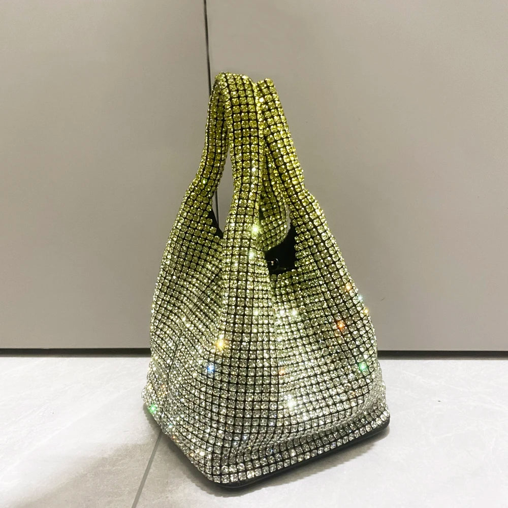 Shiny Crystal Clutch purse bucket Shoulder bag rhinestone Handmade purses and handbags luxury Designer Evening clutch Bag Purse