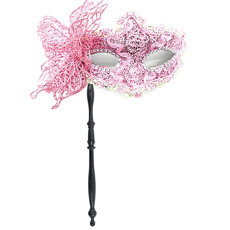 Halloween Party Mask With Holding Stick Evening Prom Masquerade Mask Stage Cosplay Props Half Face Masks For Women