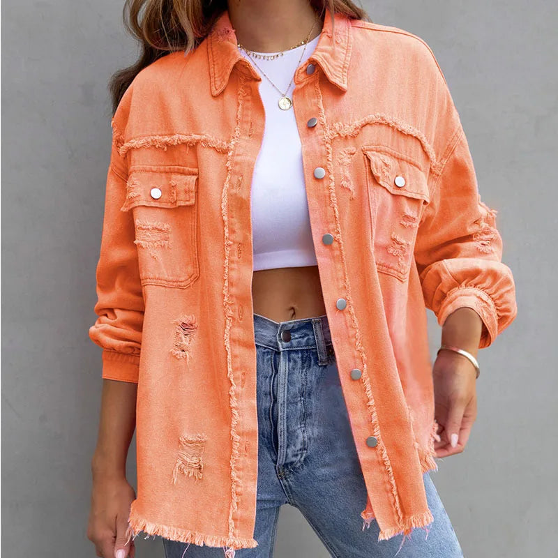 Solid Casual Loose Denim Shirts For Women 2025 Autumn Vintage Women's Oversized Shirts And Blouses Fashion Youth Female Tops