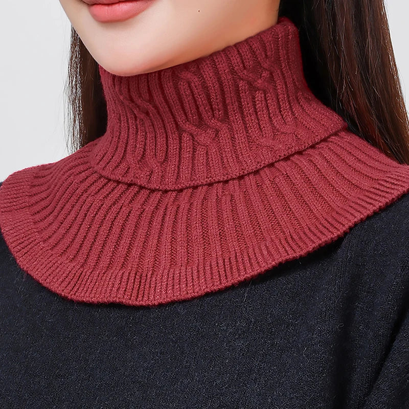 Knitted Fake Collar Ring Scarf For Woman Autumn Winter Warm Solid Color Neck Muffler Detachable Collar Scarves 25*17cm