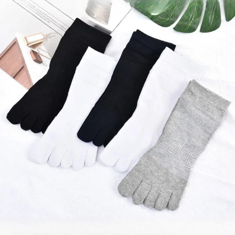 Men's Breathable Five Finger Socks Cotton Mesh Summer Socks Ultra-thin Breathable Sweat Absorbing Split Toe Low Top Socks