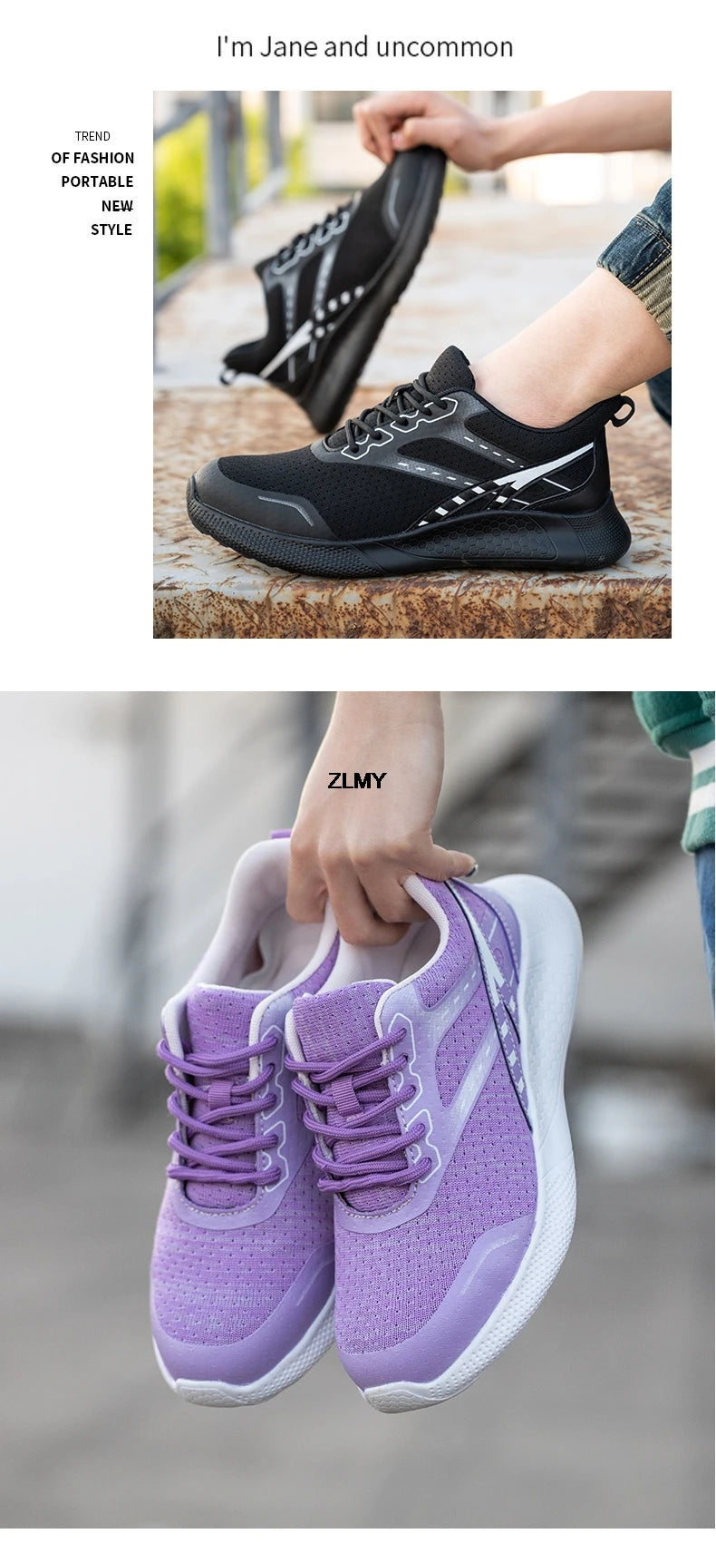 ZLMY New Women Safety Shoes Steel Toe Sneaker Lightweight Work Shoes Puncture Proof Work Safety Boots Woman Men Security Boots