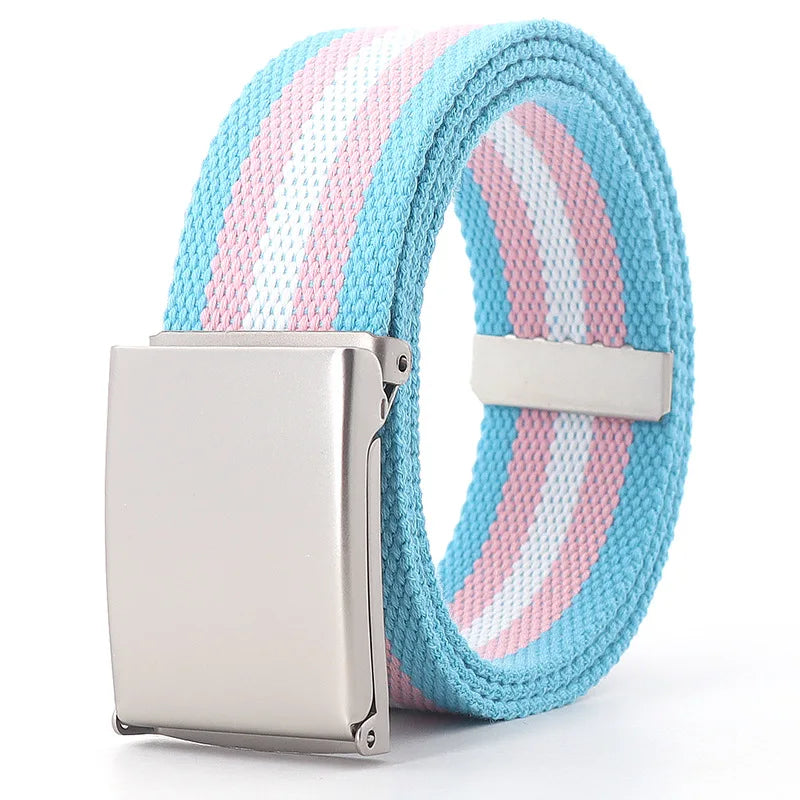 3.8cmX120cm Rainbow Striped Belt Unisex Luxury Brand Design High Quality Slim Belt Fashion Casual Jeans Dress Accessories