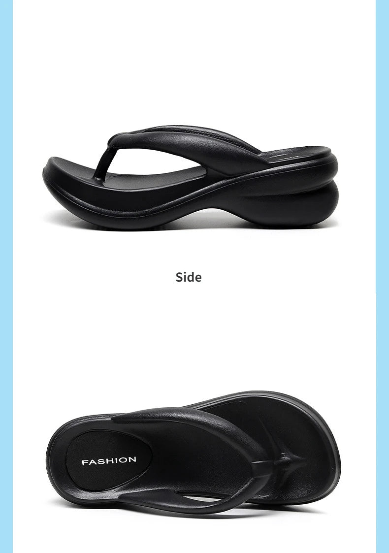 Woman House Heel Slipper Wedges Cloud Sandals Summer Soft Flip Flops Beach Slides Home Garden Shoe Outdoor Ladies Female Girls