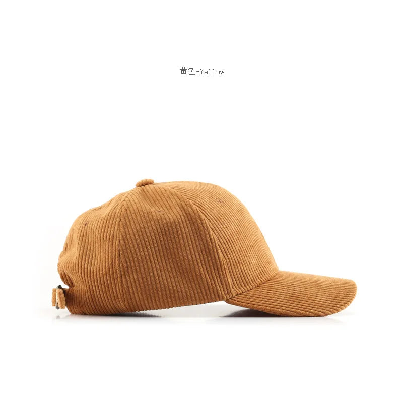 2025 New Corduroy Baseball Cap Women Men Cotton Solid Sunhat Sport Snapback Caps Autumn Warm Fashion Hip Hop Fishing Hat