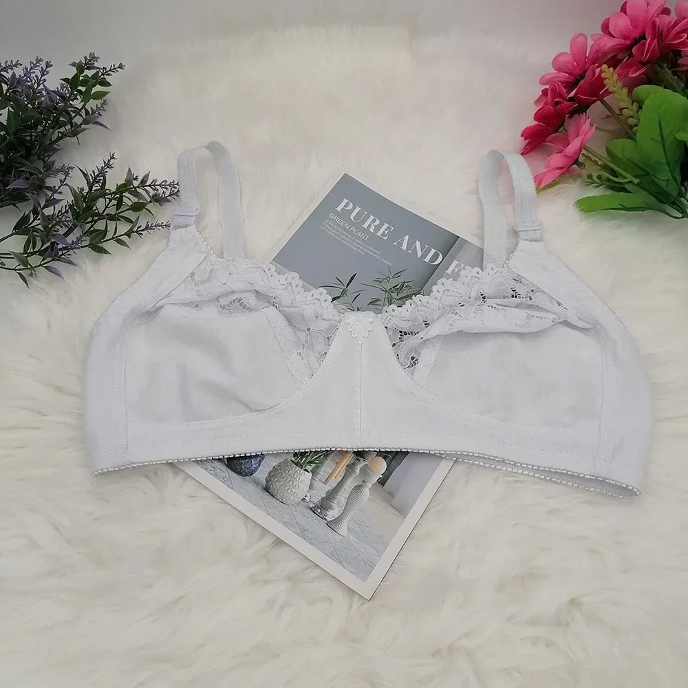 Solid Bra Unlined Comfortable Cotton Bras for Women Push Up Minimizer Wireless Plus Size Underwear Plunge Soft Sexy Lingerie C31