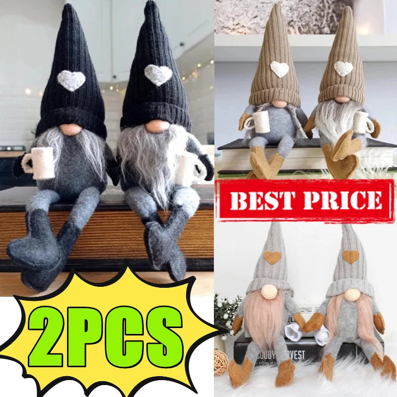 2/1PC Coffee Gnome Dolls Plush Knitted Faceless Doll Elf Dwarf Christmas Farmhouse Kitchen Coffee Bar Decorations Lover Gifts