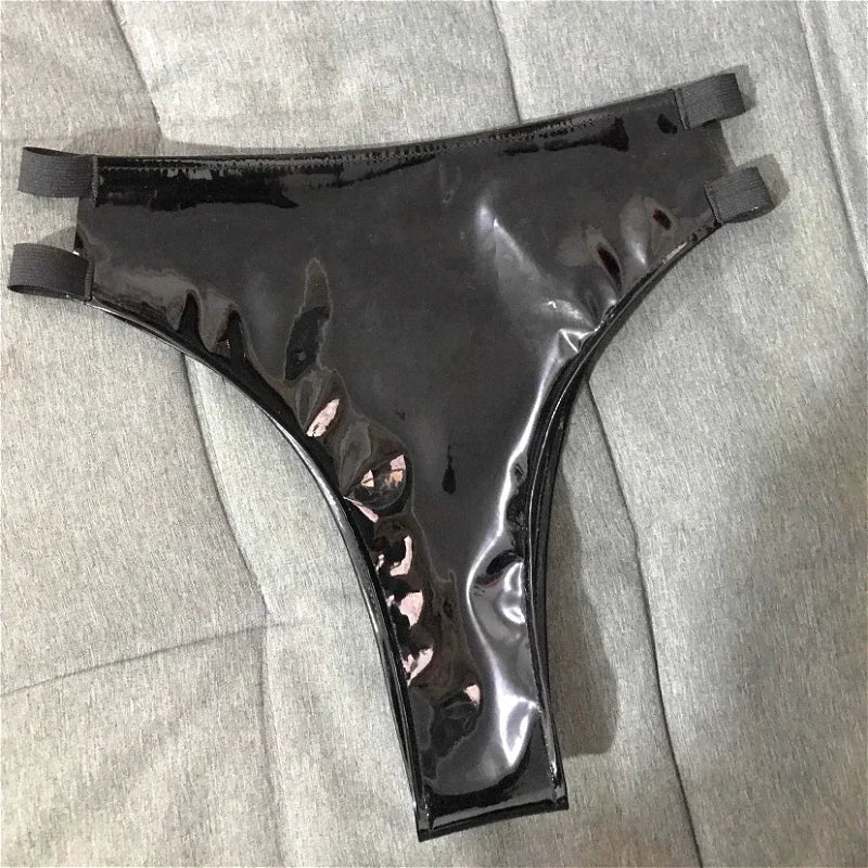 Patent Leather Women's Sexy Micro Shorts Nightclub Shiny Slimming Glossy Tiny Bikini Short Panties for Dancer Stage Performances