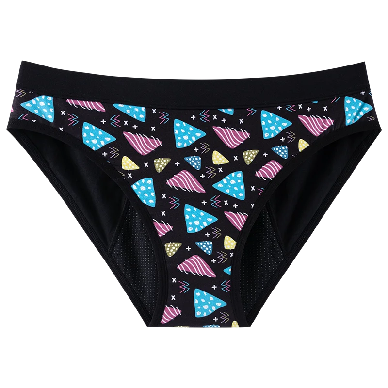 For Teenager Girls Cotton Menstrual Panties Printing Fabric Underwear 4-Layer Medium Flow Absorption Ladies Period Briefs