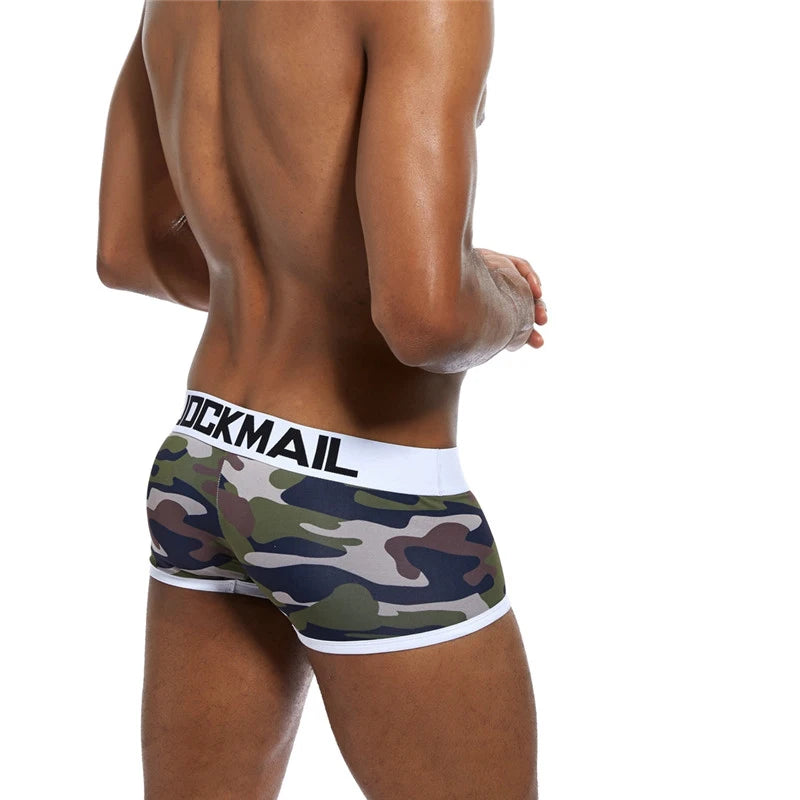 JOCKMAIL Sexy Underwear Men Boxer Brief Cueca Male Panties Camouflage Soft Underpants Shorts Men Trunks Printed Nylon Quick Dry