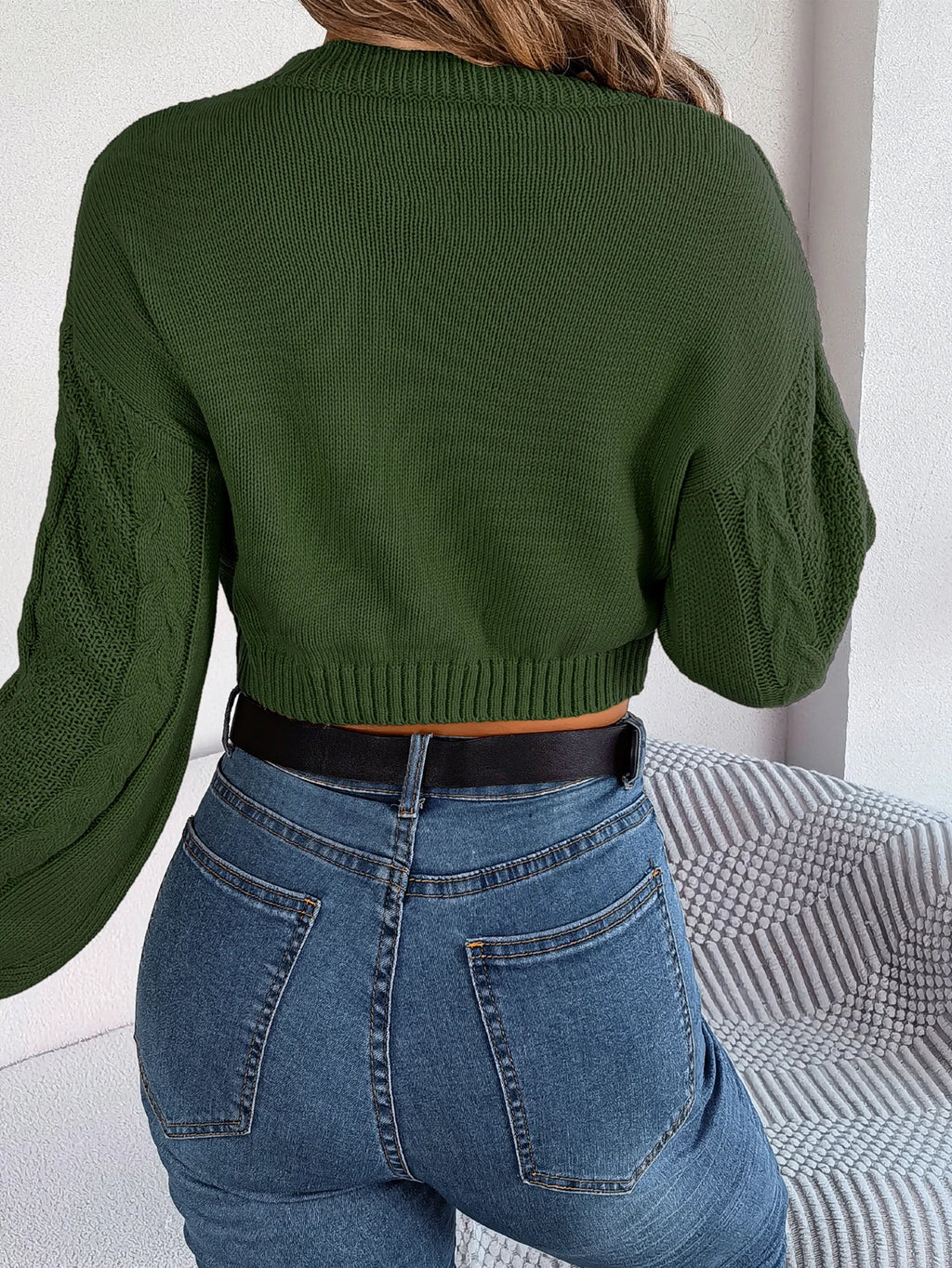 Autumn Winter Solid Color Round Neck Women Sweaters 2026 Casual Cable Knitted Long Sleeve Pullover Gray Army Green Red Crop Tops
