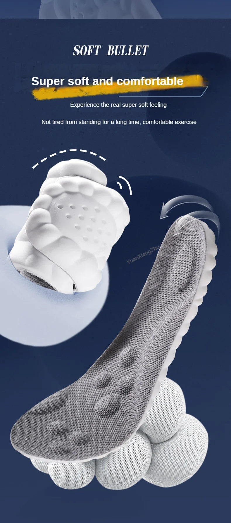 New 4D Massage Insoles Super Soft Sports Shoes Insole for Feet Running Baskets Shoe Sole Arch Support Orthopedic Inserts Unisex