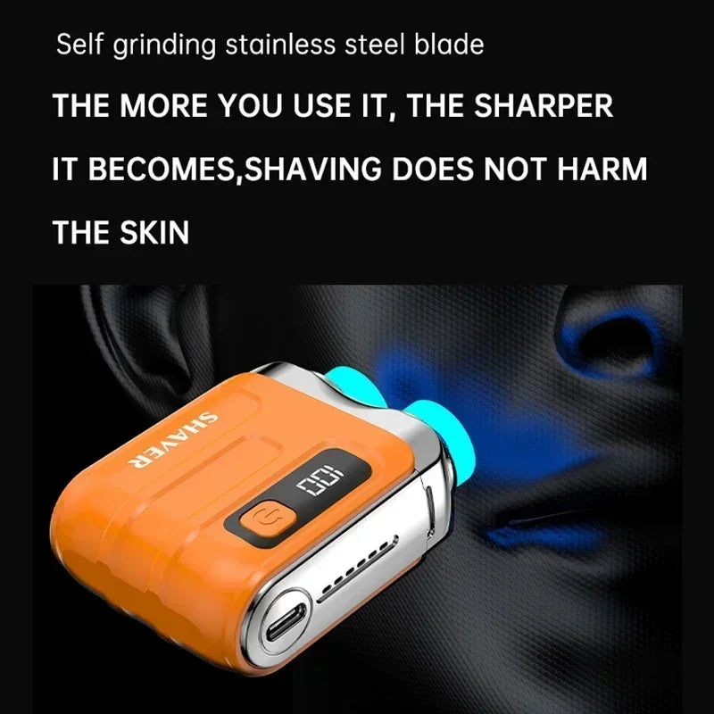 Men Electric Shaver Waterproof Type-c Rechargeable Travel Digital Display Rotary Razor Portable Beard Trimmer Remover 2025 New