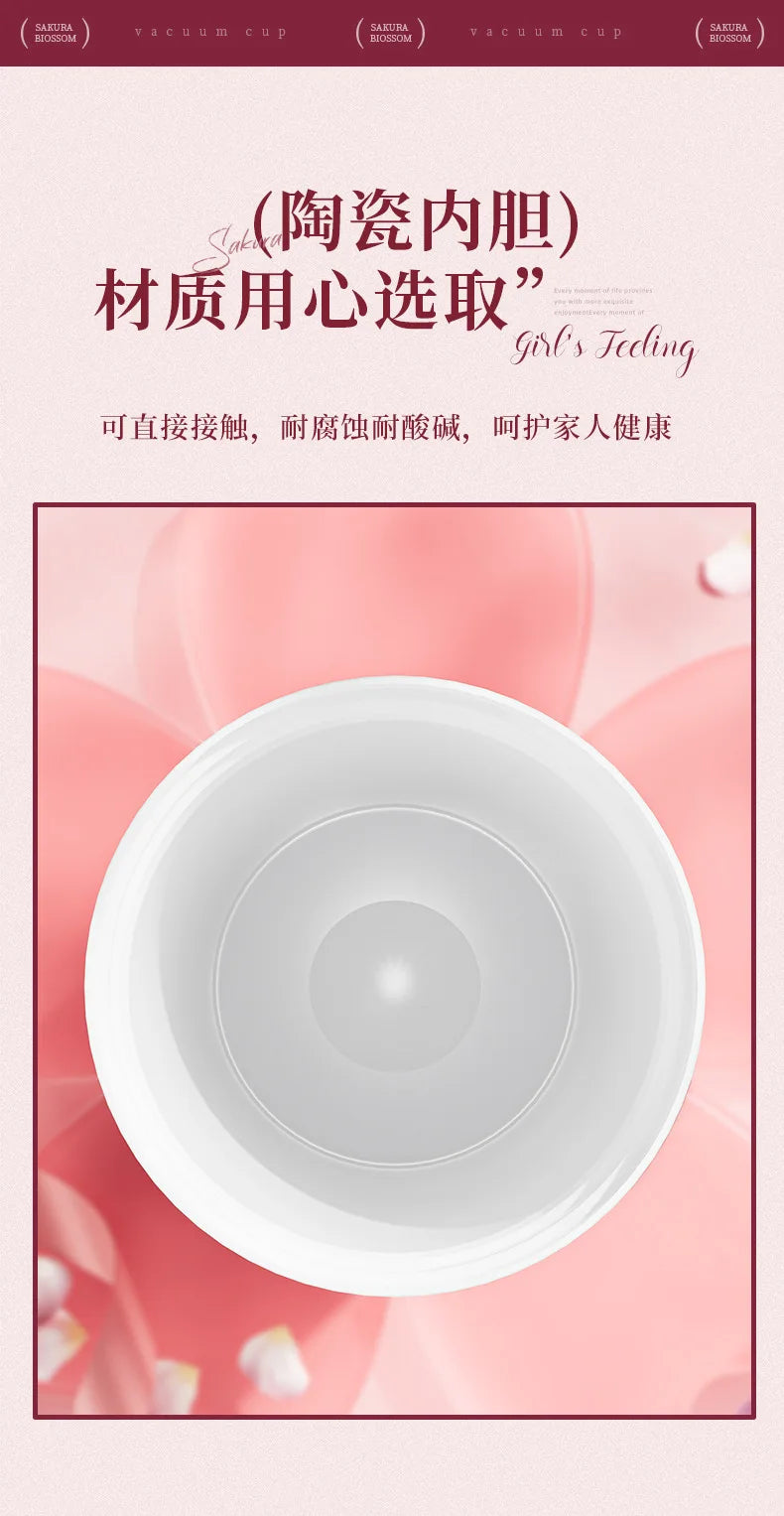500ML Cherry Blossom Coffee Cup Vacuum Flasks  316 Stainless Steel Thermos Cup High Value High Sense Light Luxury  Water Bottle