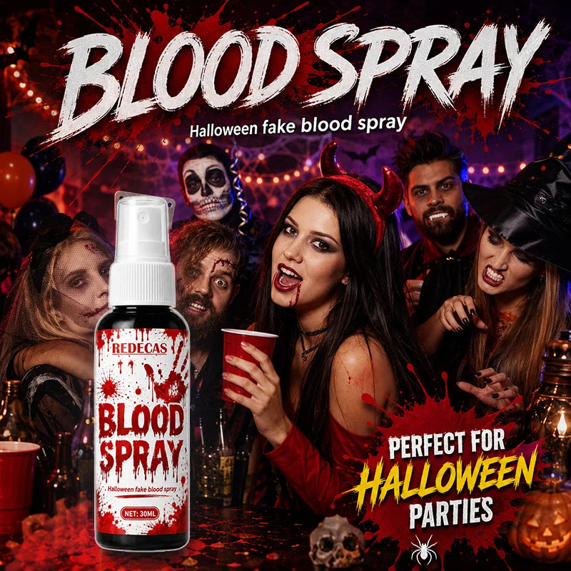 Halloween Fake Blood Spray, Washable Skin-Safe Realistic Blood for Prank, Cosplay & Party, Easy-Clean Theatrical Blood.