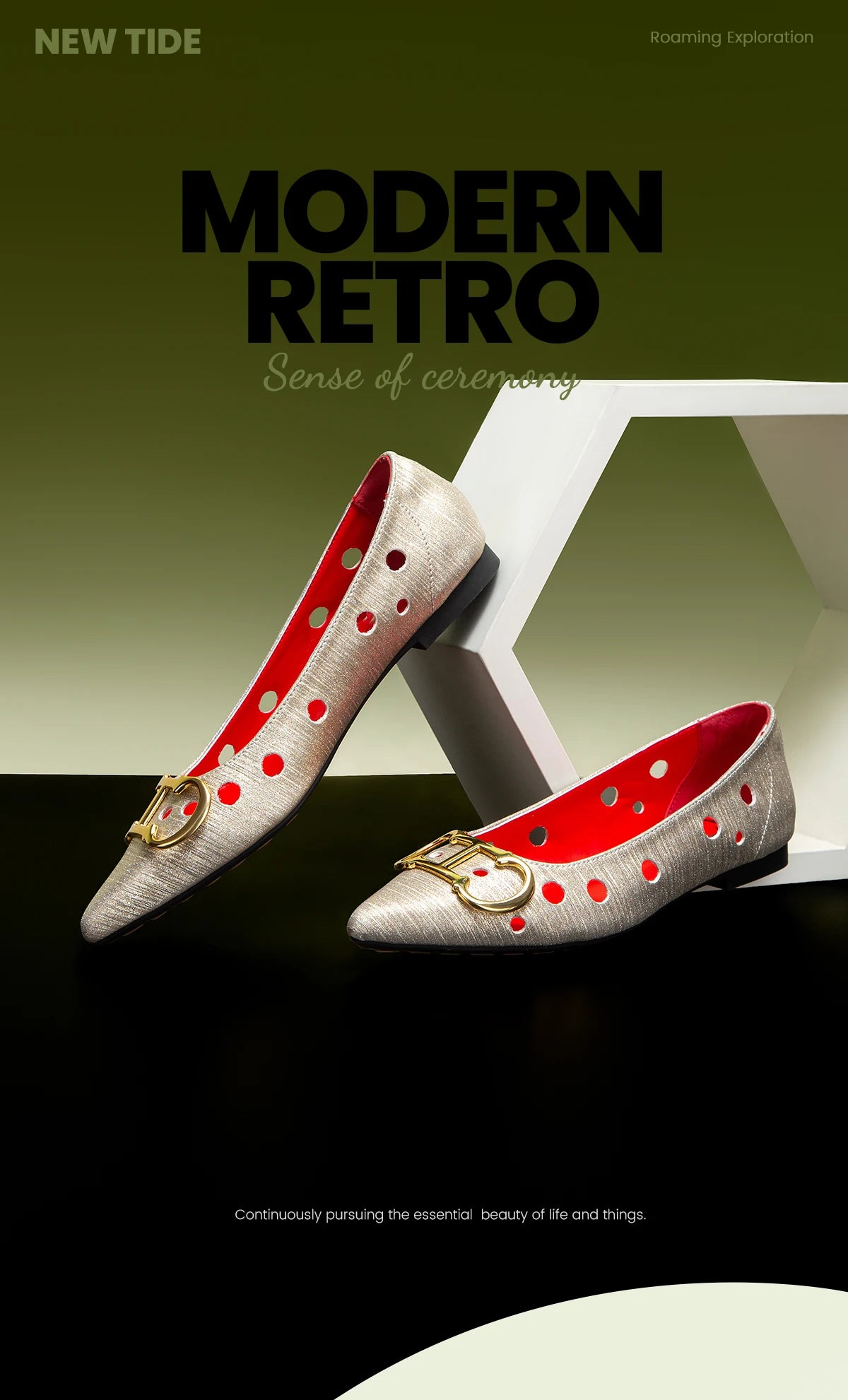 CHCH Women's Flat Shoes 2025 New Punching Design Pointed Women's Shoes Simple Anti slip