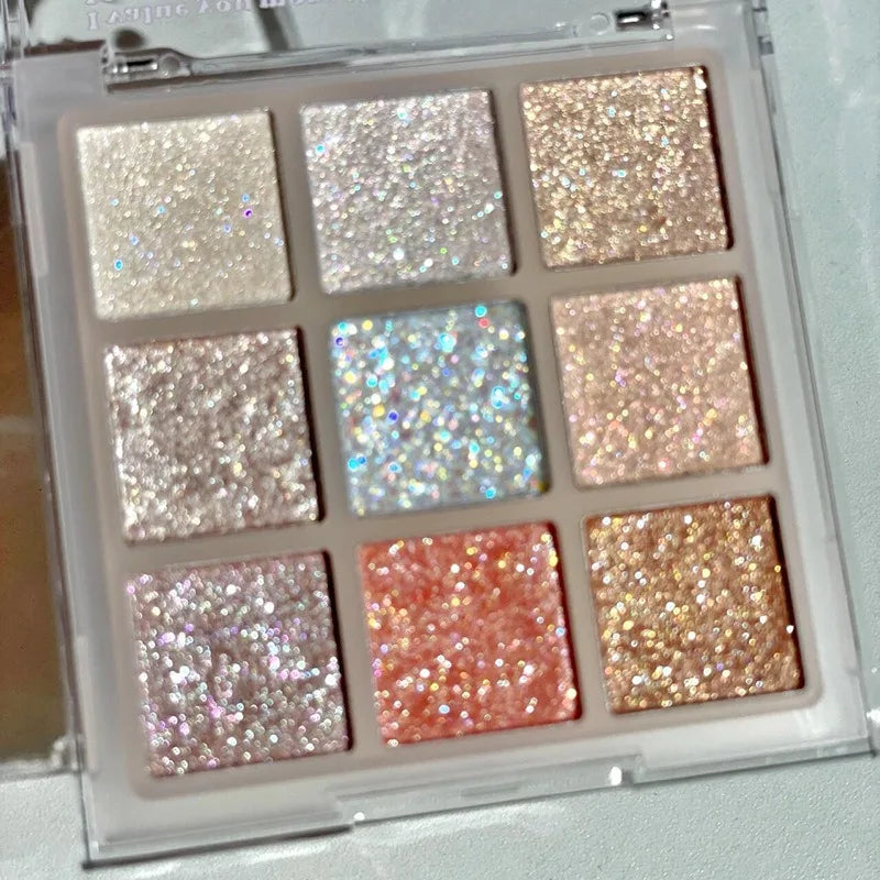 Full Pearlescent Eyeshadow Palette Sparkling Sequin Earth Blue Purple Shimmer Highlight Metallic Eye Shadow Glitter Eye Pigments