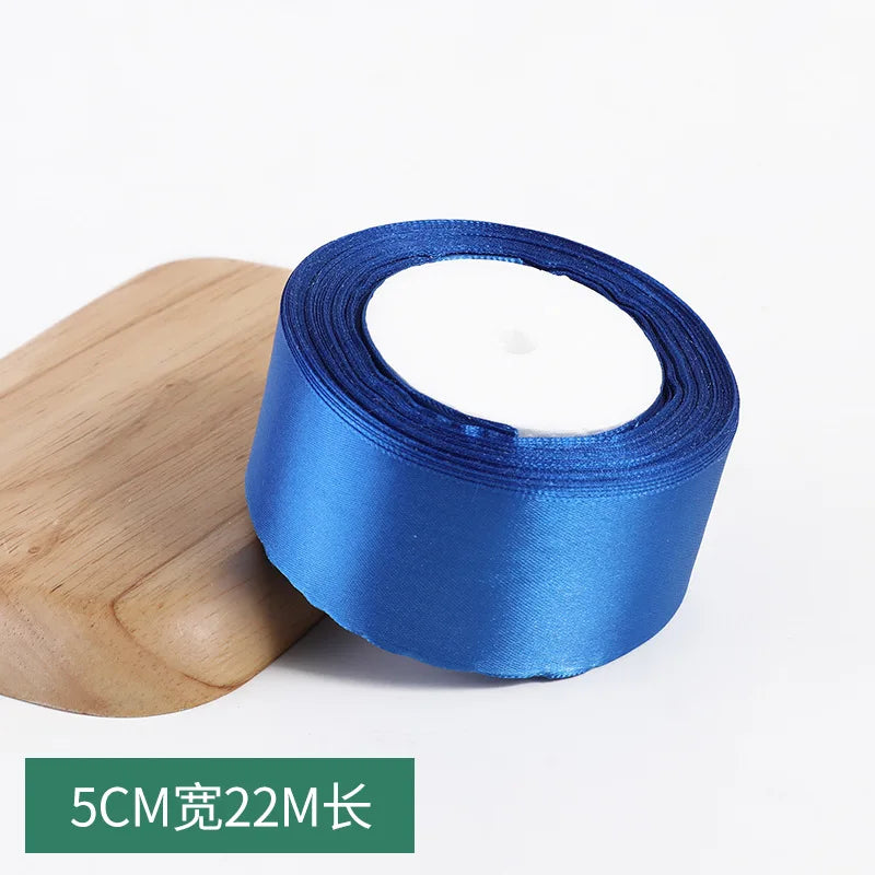 6mm~50mm Royal Blue Satin Ribbon 25Yards/roll Single Face Gift Wrapping Christmas New Year Apparel Sewing Fabric Gift Ribbon