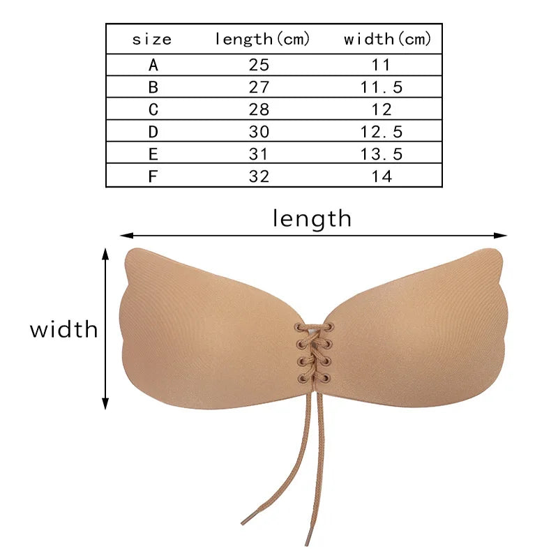 Women Self Adhesive Strapless Bandage Blackless Solid Bras For Women Sticky Silicone Push Up Invisible Lady Lingeries Sexy Bra