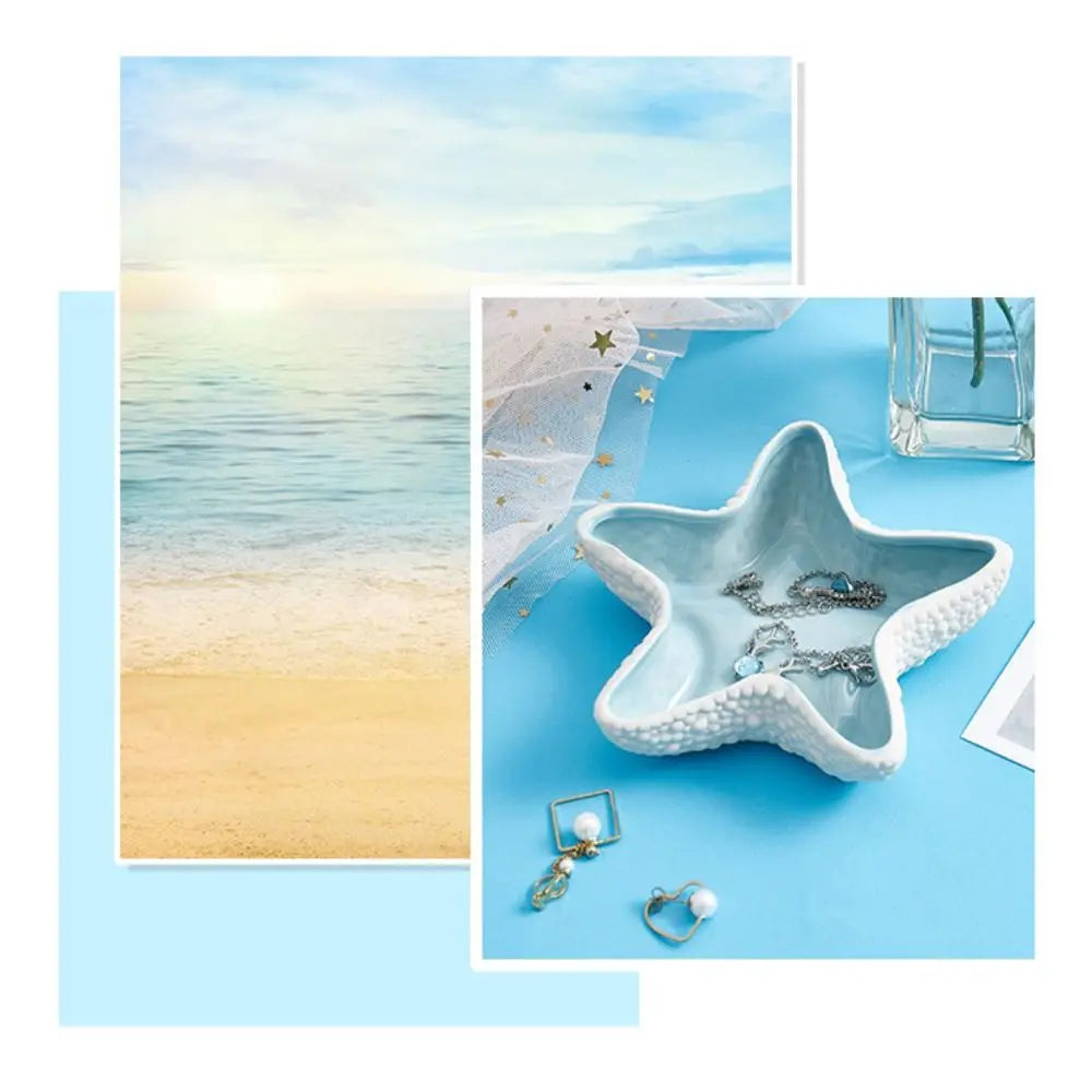 1 Pc Ceramic Starfish Shell Storage Tray Jewelry Display Tray Conch Storage Plate Earrings Ring Box Crafts Decoration