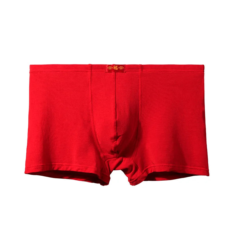 Men's underwear, men's briefs, gifts for men born in the Year of the Pig, bright red wedding thin four-cornered trousers, bottom