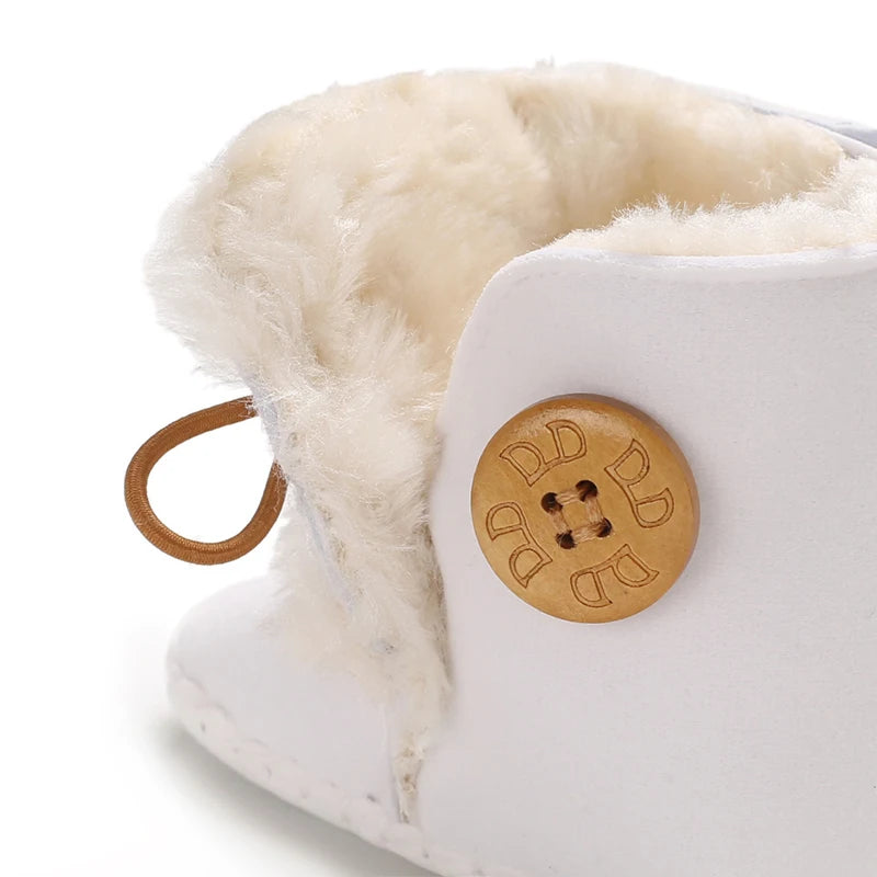 0-18 Month Old Baby Warm Shoes With Semi Rubber Sole Anti Slip and Plush Snow Boots For Autumn and Winter