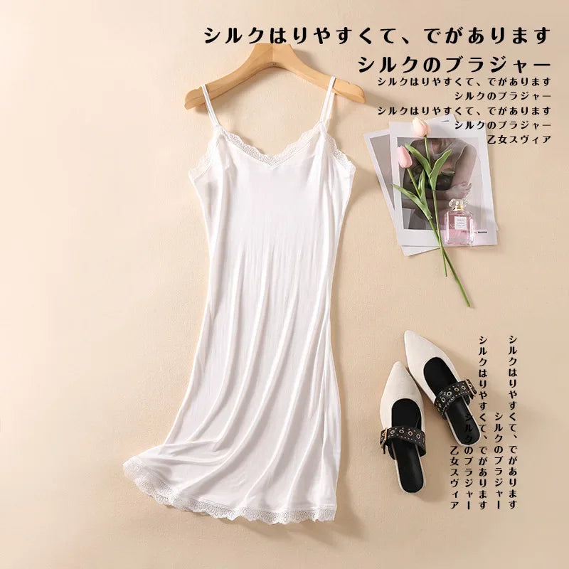 Mulberry Silk V-neck Lace Sexy Suspender Nightdress Ladies' Night Dress Thin Sling Nightdress Women Summer Nightgown