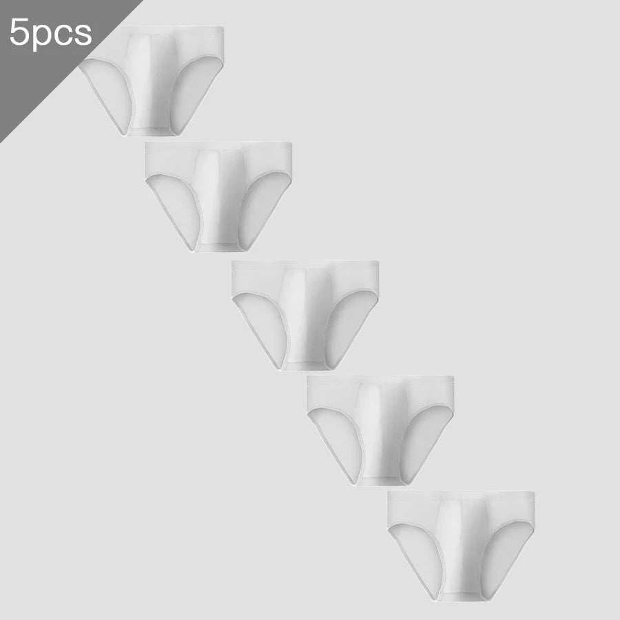5pcs Men's pure cotton triangle pants, men's large-sized breathable sports underpants, summer thin and comfortable cotton men's.