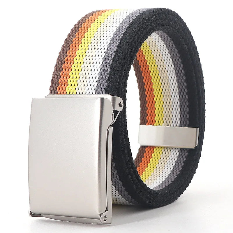 3.8cmX120cm Rainbow Striped Belt Unisex Luxury Brand Design High Quality Slim Belt Fashion Casual Jeans Dress Accessories