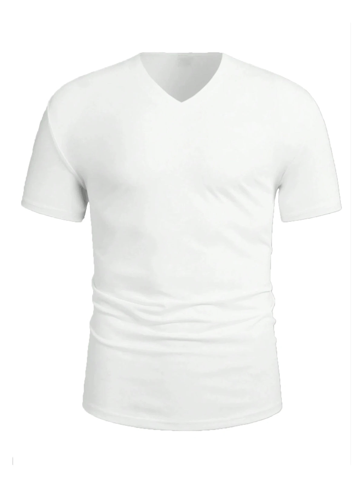 2025 Summer V Collar Mens T Shirt Solid Color Short Sleeved T-Shirt For Male Tops Tees Polyester Men Tights Slim Man Gym Tshirt