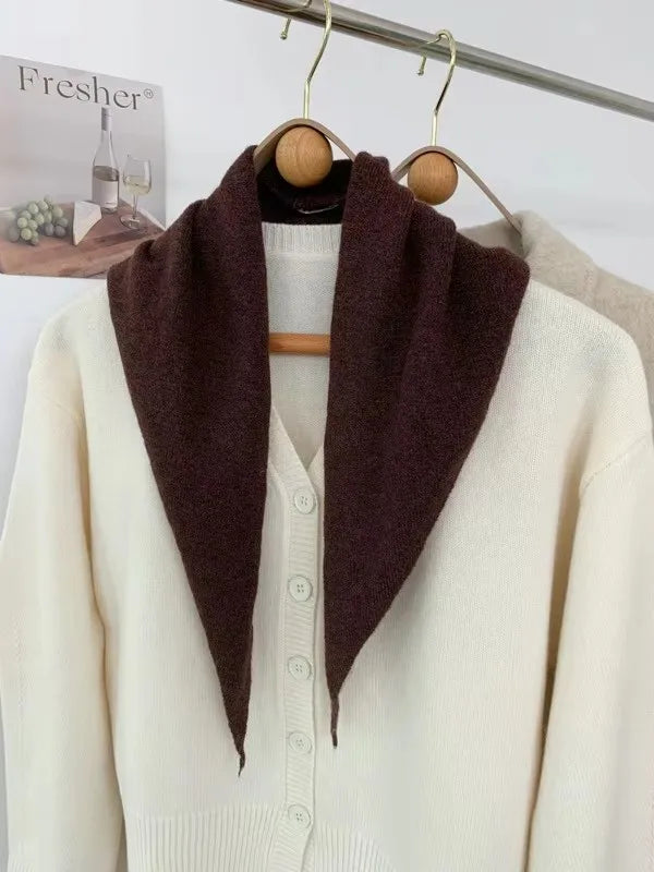 New Women Wool Scarf Shawl Winter Warm Soft Knitted Striped Triangle Fashion Brand Bandana Lady Wool Scarves