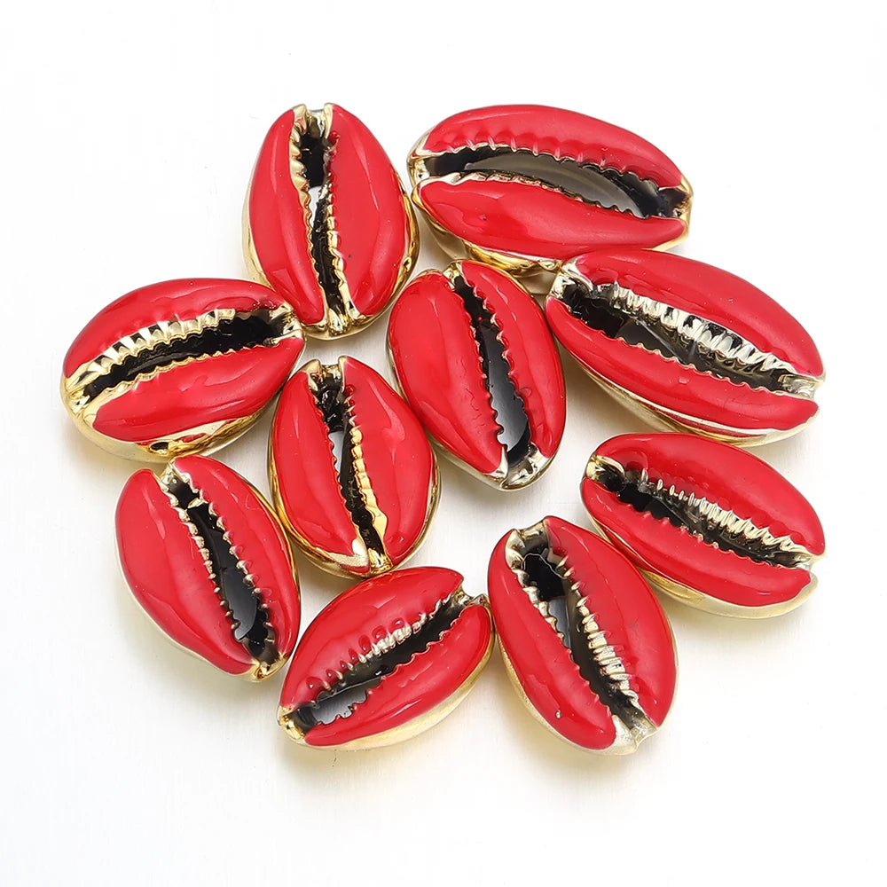 10pcs/lot 13-20mm Electroplated Colored Shell Shaped Beads For Jewelry Making Charm Pendant DIY Fashion Necklace Earrings Gifts