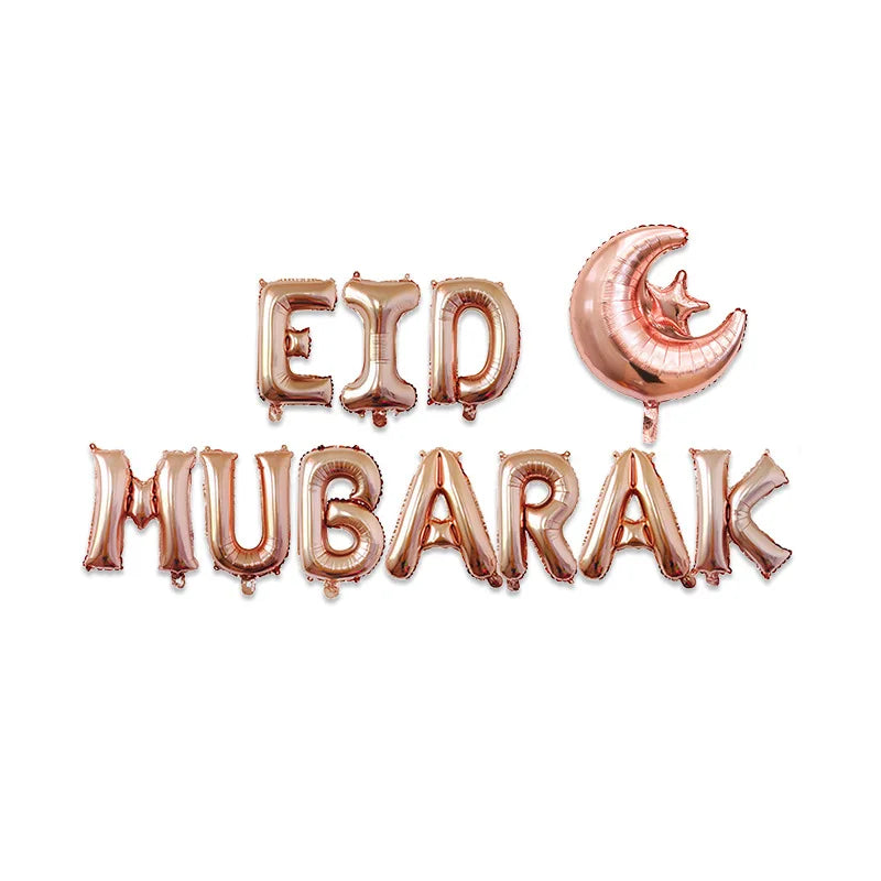 14pcs eid mubarak heart star balloons Home Ramadan Kareem party decoration Ramadan balloons Islamic Muslim party supplies