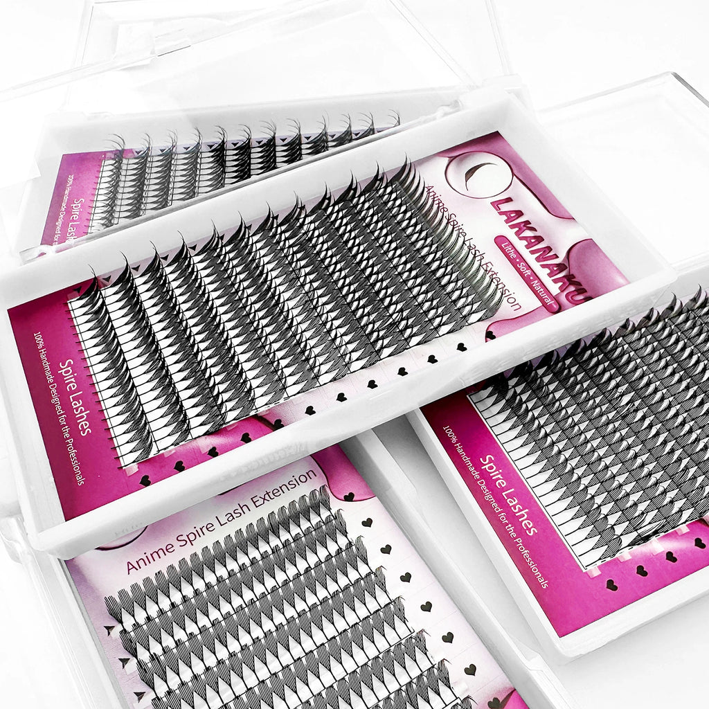 LAKANAKU Spire Lashes Feather Individual Eyelash Extensions B/C/CC/D Cashmere Volume Premade Spikes Eyelashes