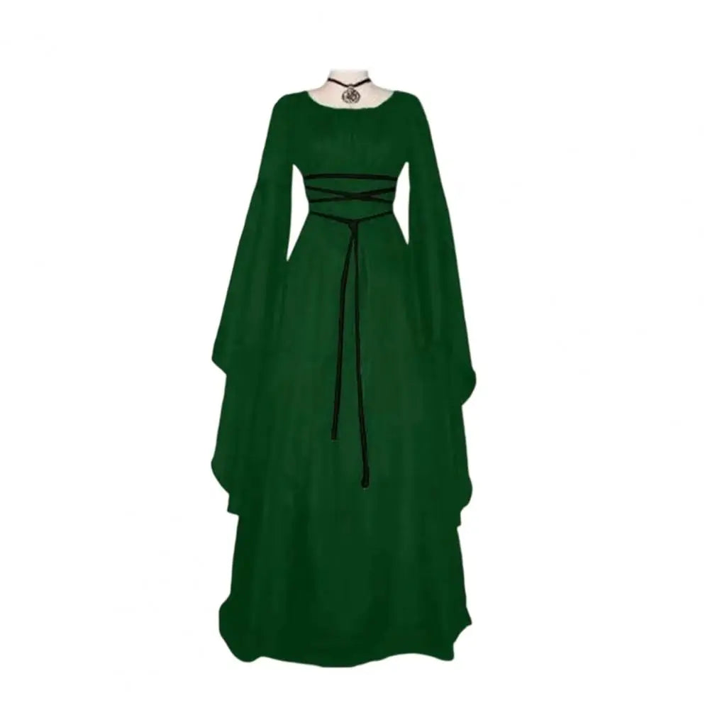 Gothic Dress for Women Halloween Renaissance Witch Dress Long Bell Sleeve Medieval Costume for Halloween Cosplay Party