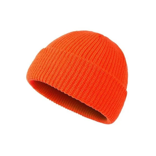 Solid color knitted woolen hat for men and women, hip-hop melon skin hat suitable for keeping warm and cold in autumn and winter