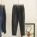 L-6XL Plus Large Size Baggy Jeans Women High Waisted Jeans Woman Mom Jeans Loose Denim Harem Pants Elastic Waist Blue