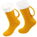 1 Pair Pack Beer Socks, Chunky Knit 3D Beer Mug Socks, Warm Winter Crew Socks, Non-Slip Floor Slipper Socks for Men Women
