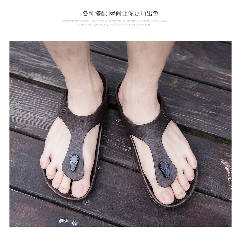 2026 New Summer Flip-flops for Men, Anti-slip, Trendy and Casual Solid-color Beach Shoes