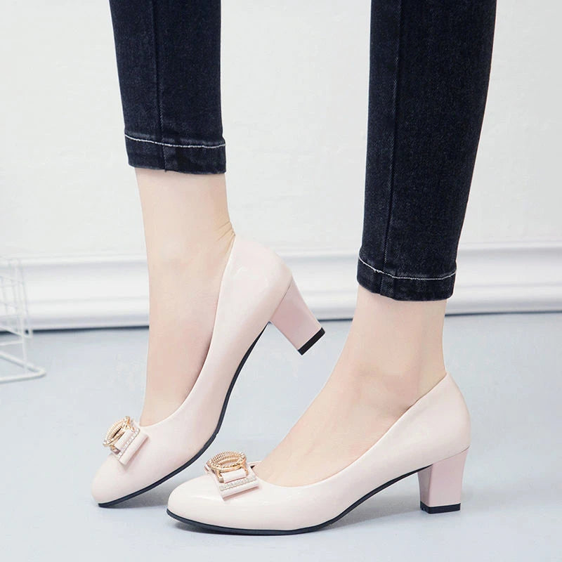 Women Dress Shoes Patent Leather high Heel Pumps Fashion Shoes Pointed Toe Slip on Office Ladies Shoes Zapatos Black Women Shoes