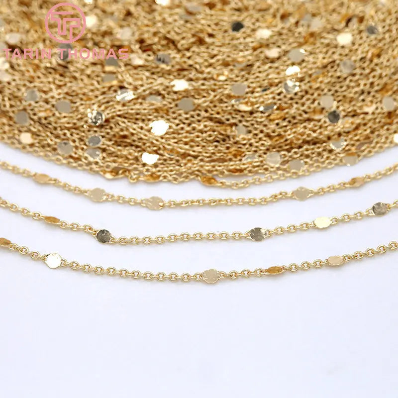 (6195) 2 Meter Chain Link 1.5MM 24K Gold Color Brass Necklace Chains High Quality Diy Jewelry Findings Accessories Wholesale
