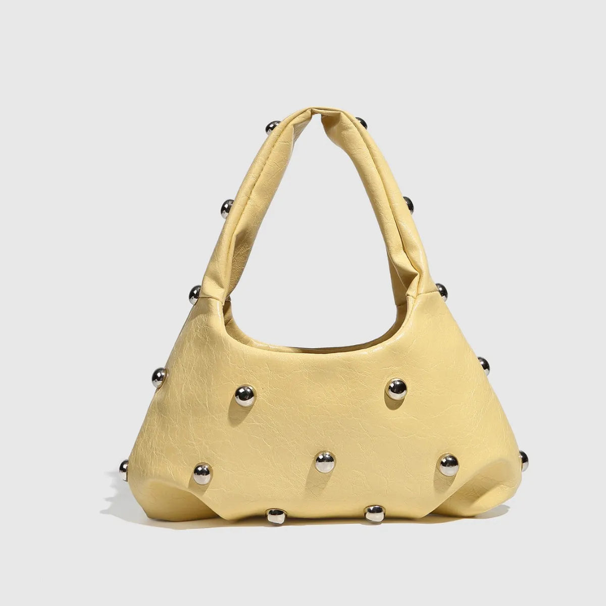 NEW Rivet Women's Handbags Soft PU Leather Shoulder Bag Casual Designer Hobos Half Moon Underarm Bags for Women 2025 Tote Clutch