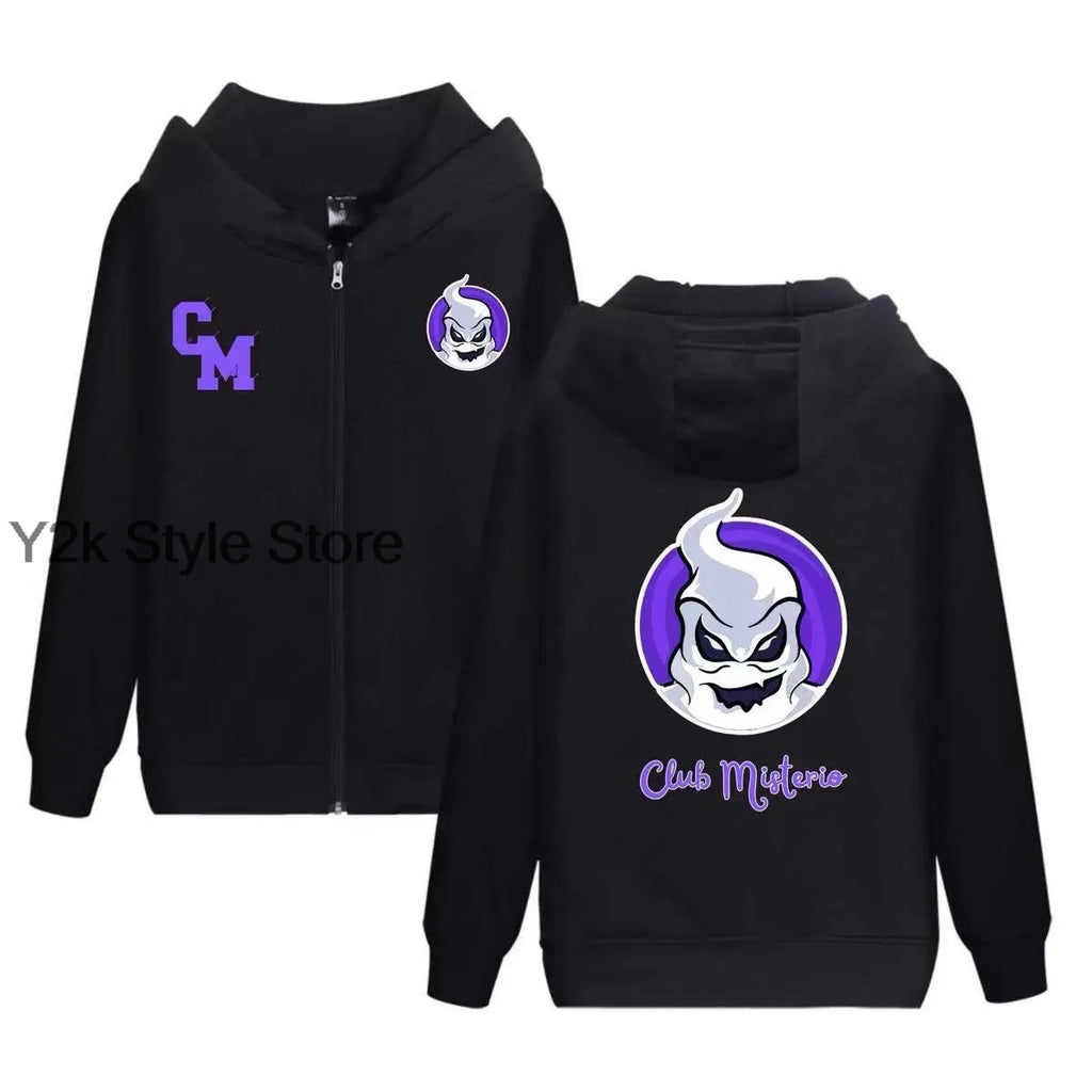 CLUB MISTERIO autumn Baseball Jacket – Popular Spanish Podcast Edition Hip Hop Men's Women's Streetwear Halloween zipper hoodies