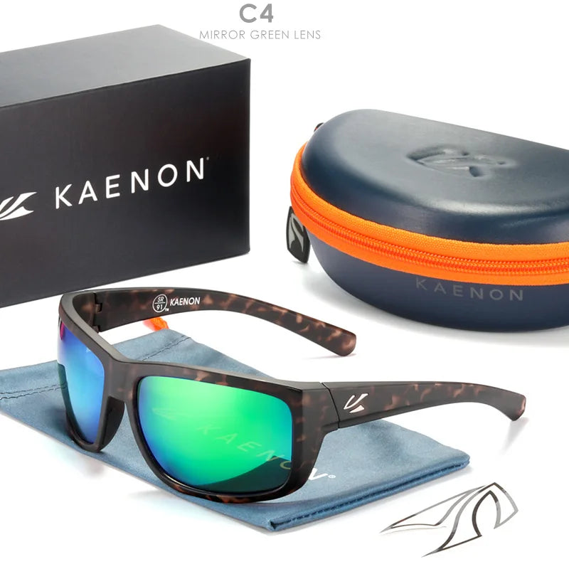 KAENON New Polarized Men's Fishing Driving Sunglasses Outdoor Sports HD Colorful TR90 Outdoor Cycling Sun Glasses Original Box