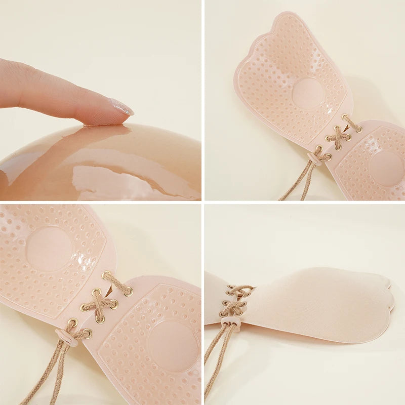 Women Self Adhesive Strapless Bandage Blackless Solid Bras For Women Sticky Silicone Push Up Invisible Lady Lingeries Sexy Bra
