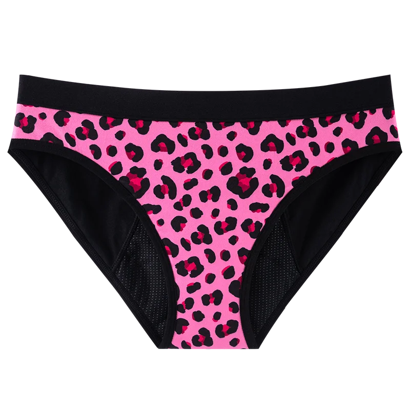 For Teenager Girls Cotton Menstrual Panties Printing Fabric Underwear 4-Layer Medium Flow Absorption Ladies Period Briefs