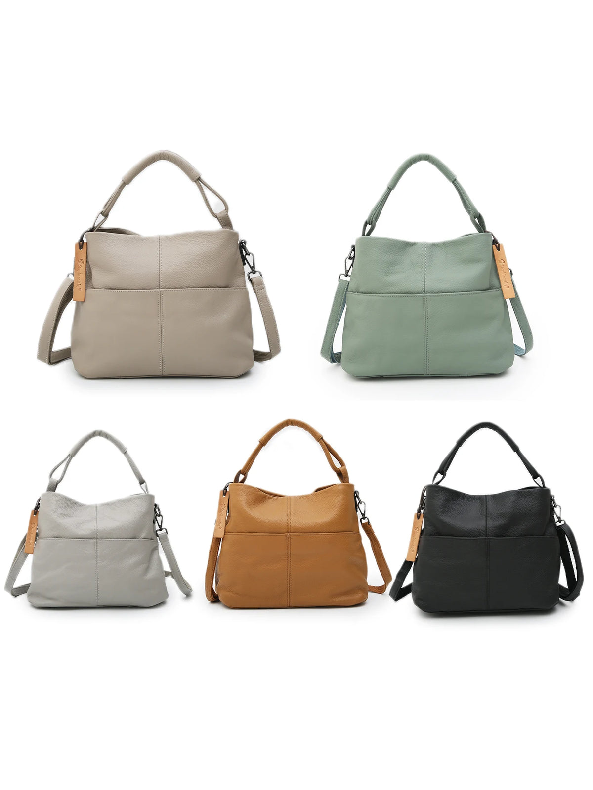 Women Versatile Casual Genuine Leather Top-handle Shoulder Bag Multi pockets Adjustable Strap Cross body Handbags Daily Commute