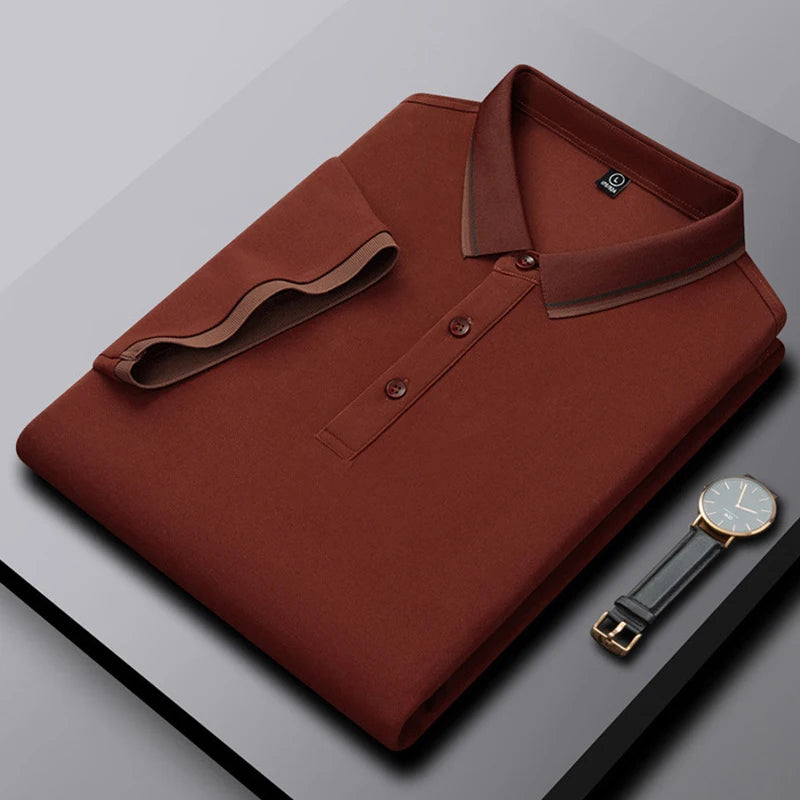 GAAJ Business Polo Shirt Men,Casual Brand Tops,Striped Collar T shirt,High Quality Cotton Tee,Social Poloshirt,Menswear Clothes