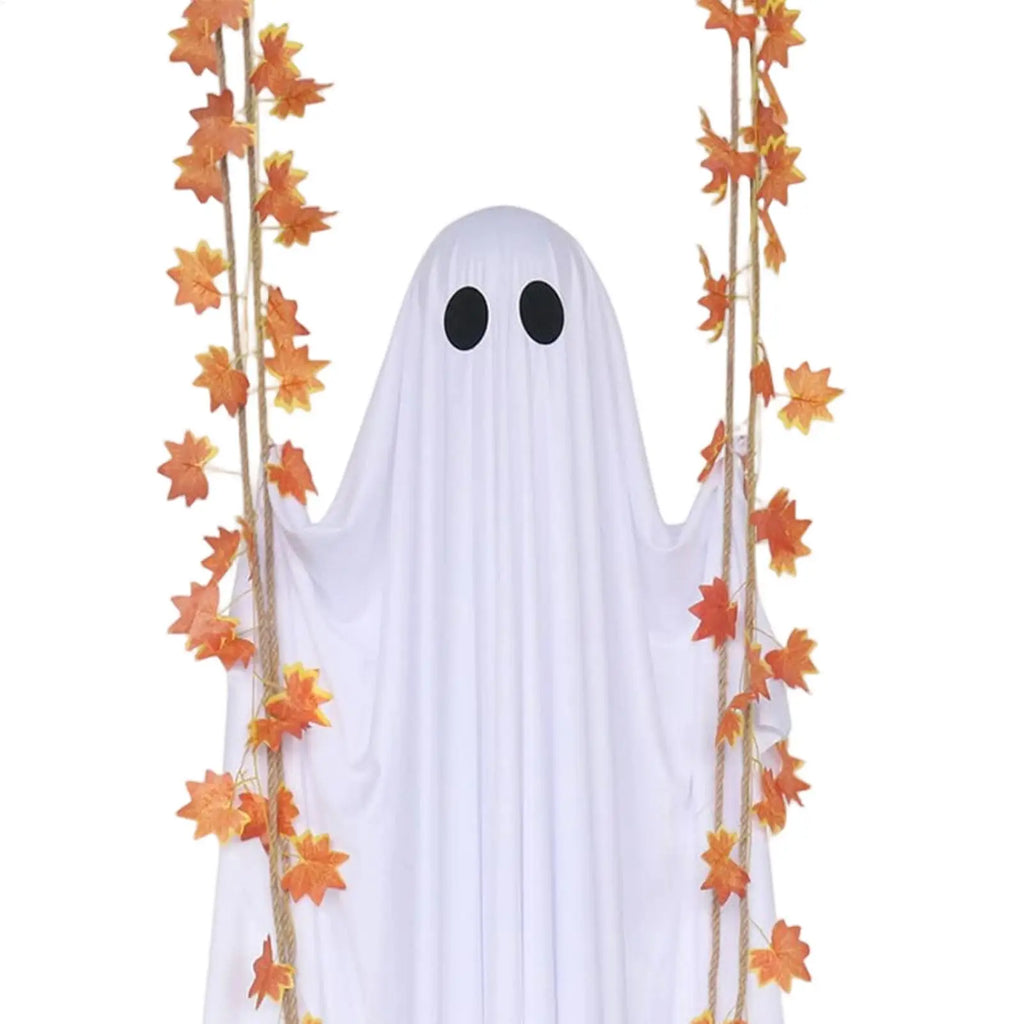 Halloween Swing Ghost Decoration Outdoor Hanging Ghost With LED String Lights Cute Large Ghost Swing Ornament For Garden Yard